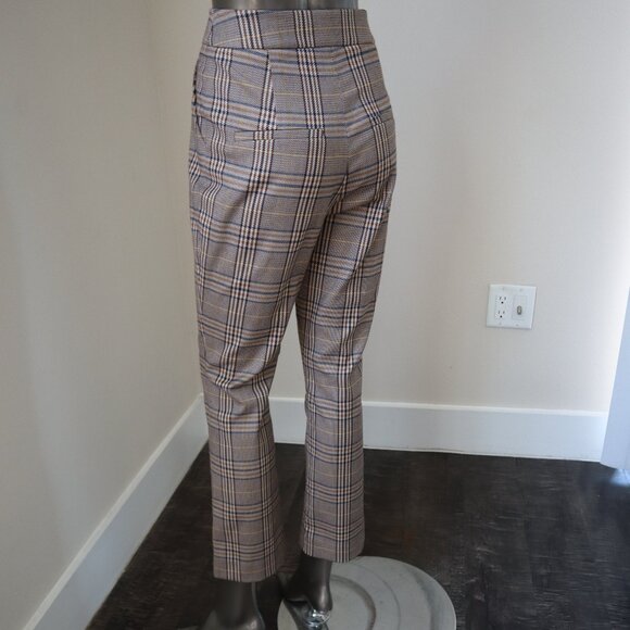 Veronica Beard Tani Pant Brown Check Plaid Classic Trousers Size 4 - Picture 5 of 8